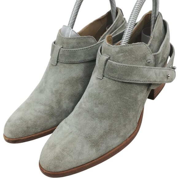 Rag & Bone Harley Suede Ankle Boots Booties Size 37 US 7 Heel Beige Harness - Picture 1 of 8